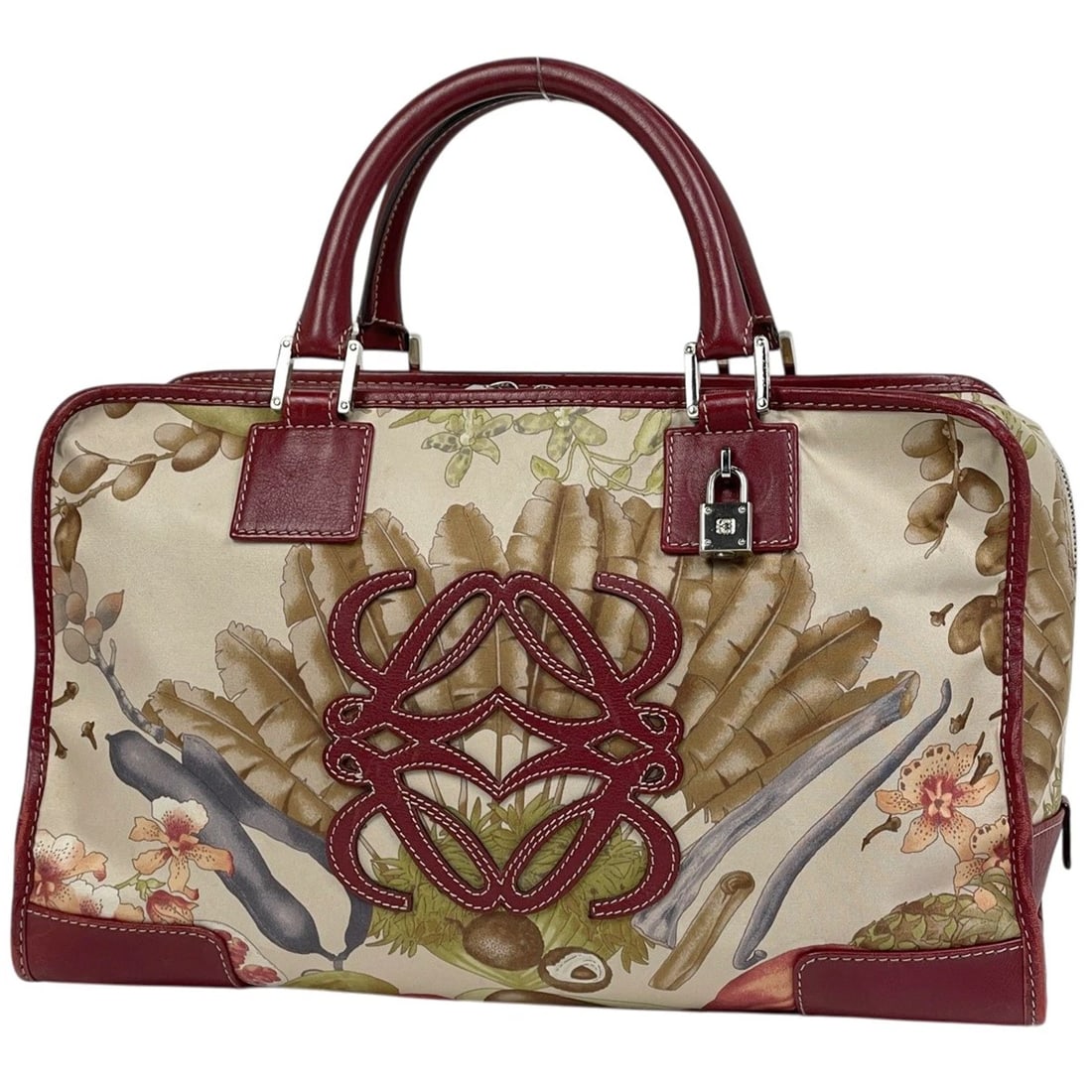 LOEWE 36 ANAGRAM HAND BAG: LOEWE 36 anagram Hand Bag Brand: LOEWE Type/Style: Hand Bag Material: fabric ?leather Color: Multicolor Size: Width 36cm(14.2inch) Height 21cm(8.3inch) Depth 15cm(5.9inch) Accessories: None
