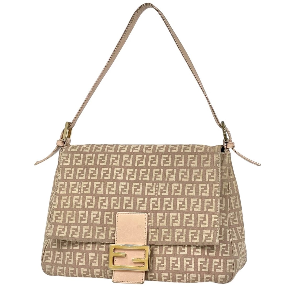 FENDI ZUCCHINOPATTERN SHOULDER BAG HAND BAG: Fendi ZucchinoPattern Shoulder Bag Hand Bag Brand: FENDI Type/Style: Shoulder Bag Material: canvas ?leather Color: Pink Size: Width 29cm(11.4inch) Height 21cm(8.3inch) Depth 12cm(4.7inch)