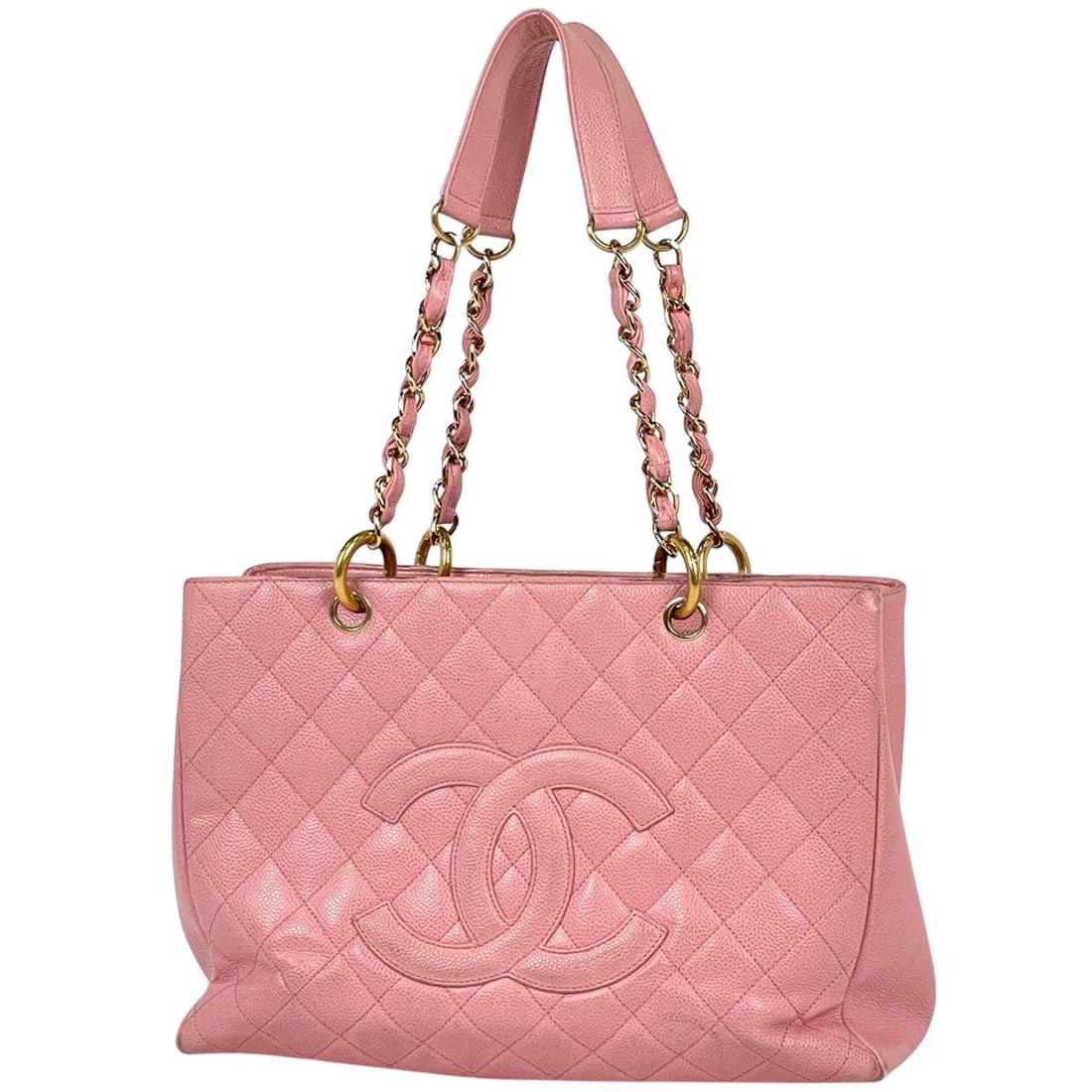 CHANEL CHAIN TOTE BAG TOTE BAG SHOULDER BAG: Chanel Chain Tote Bag Tote Bag Shoulder Bag Brand: CHANEL Type/Style: Tote Bag Material: Caviar skin Color: Pink Size: Width 33cm(13inch) Height 24cm(9.4inch) Depth 13cm(5.1inch) Accessories: None