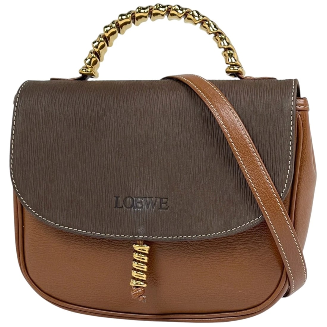 LOEWE HAND BAG 2WAY LEATHER: Loewe Hand Bag 2WAY leather Brand: LOEWE Type/Style: Hand Bag Material: leather Color: Brown Size: Width 20cm(7.9inch) Height 17.5cm(6.9inch) Depth 5cm(2inch Accessories: None Accessories Notice: