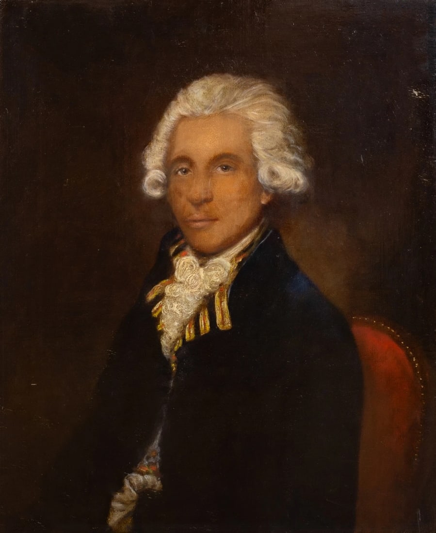 PORTRAIT OF A BLACK / MIXED RACE GENTLEMAN OIL PAINTING: Year: 18th century Size: 35'' x 30'' Medium: Oil Description: A large oil painting on canvas from the 18th century in France depicts a man of mixed or black race. Excellent quality and condition circa