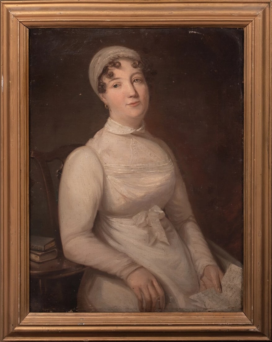 PORTRAIT OF A LADY OIL PAINTING ATTRIBUTED TO THOMAS BARBER (1 of 9)