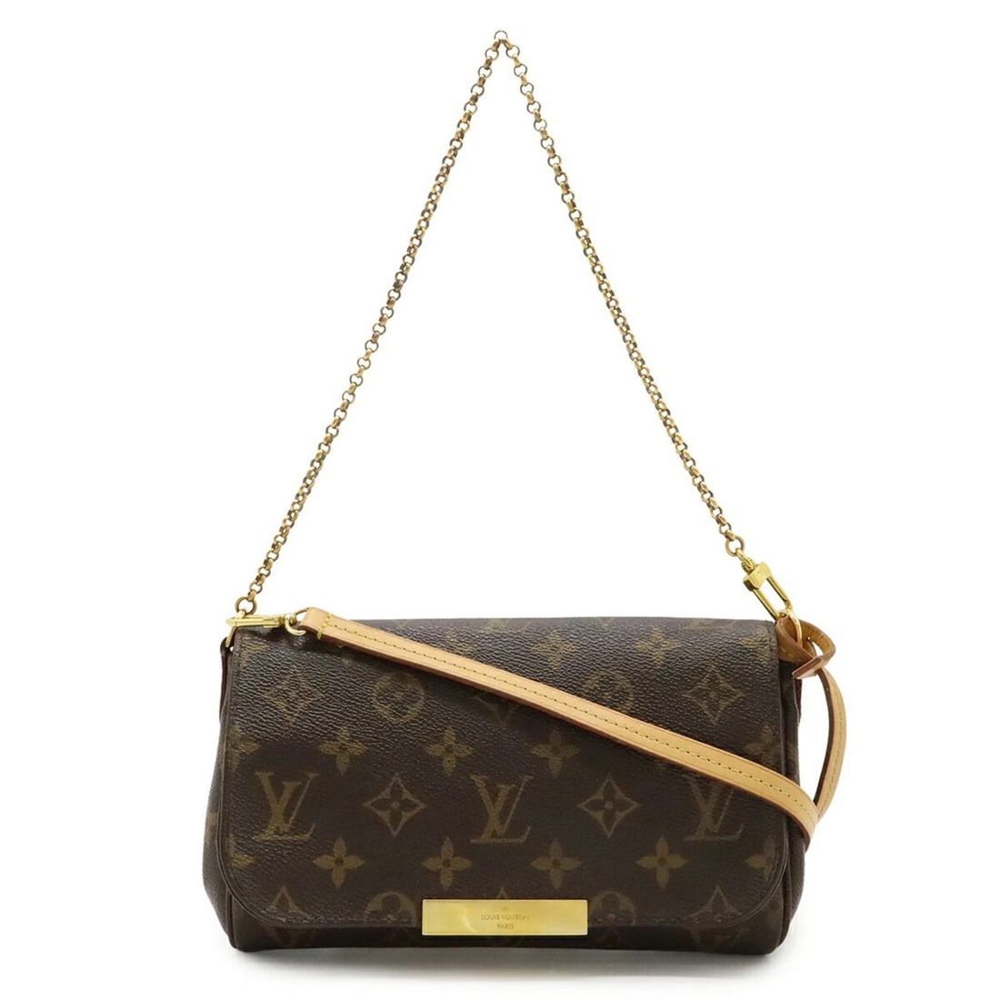 LOUIS VUITTON MONOGRAM FAVORITE PM SHOULDER BAG: LOUIS VUITTON Monogram Favorite PM Shoulder Bag Brand: Louis Vuitton Type/Style: Clutch bag, Pouch, Shoulder bag Material: Canvas Color: Brown Size: (HxWxD) 14cm x 21cm x 4cm / 5.51inch x 8.26inch x 1