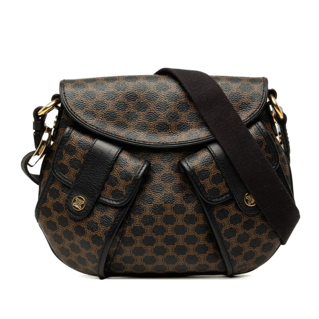 CELINE MACADAM CROSSBODY SHOULDER BAG: Celine Macadam Crossbody Shoulder Bag Brand: Celine Type/Style: Shoulder bag Material: PVC , Leather Color: Black, Brown Size: (HxWxD) 19cm x 24cm x 5cm / 7.48inch x 9.44inch x 1.96inch Accessorie