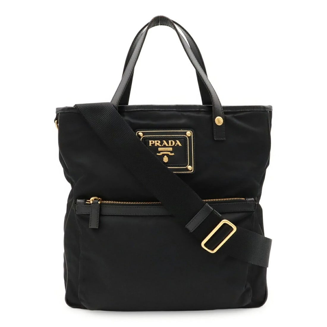 PRADA TOTE BAG/SHOULDER BAG, NYLON AND LEATHER: PRADA tote bag/shoulder bag, nylon and leather Brand: Prada Type/Style: Shoulder bag, Tote bag Material: Nylon , Leather Color: Black, Nero Size: (HxWxD) 30.5cm x 30cm x 7cm / 12inch x 11.81inch x 2.7