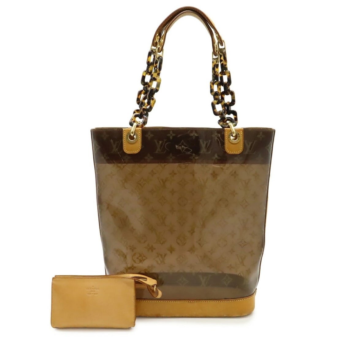 LOUIS VUITTON MONOGRAM VINYL CABAS: Louis Vuitton Monogram Vinyl Cabas Brand: Louis Vuitton Type/Style: Pouch, Tote bag Material: Leather , Vinyl Color: Brown Size: (HxWxD) 34cm x 26.5cm x 12.5cm / 13.38inch x 10.43inch x 4.92inch A