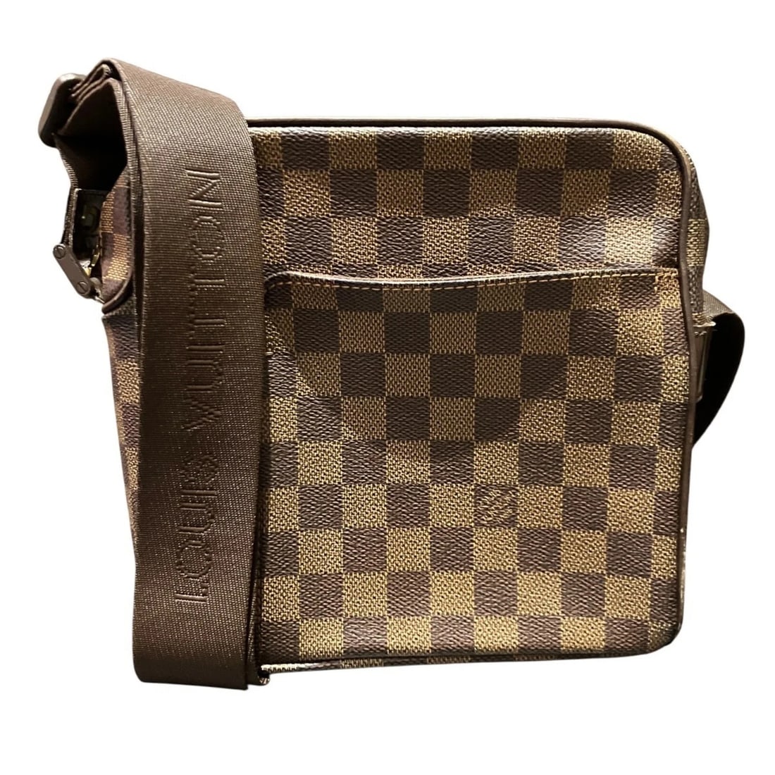 LOUIS VUITTON OLAF PM SHOULDER BAG, DAMIER EBENE: Louis Vuitton Olaf PM Shoulder Bag, Damier Ebene Brand: Louis Vuitton Type/Style: Shoulder bag Material: none Color: Brown, Damier Canvas, Ebene Size: (HxWxD) 20cm x 20cm x 7.5cm / 7.87inch x 7.87inch