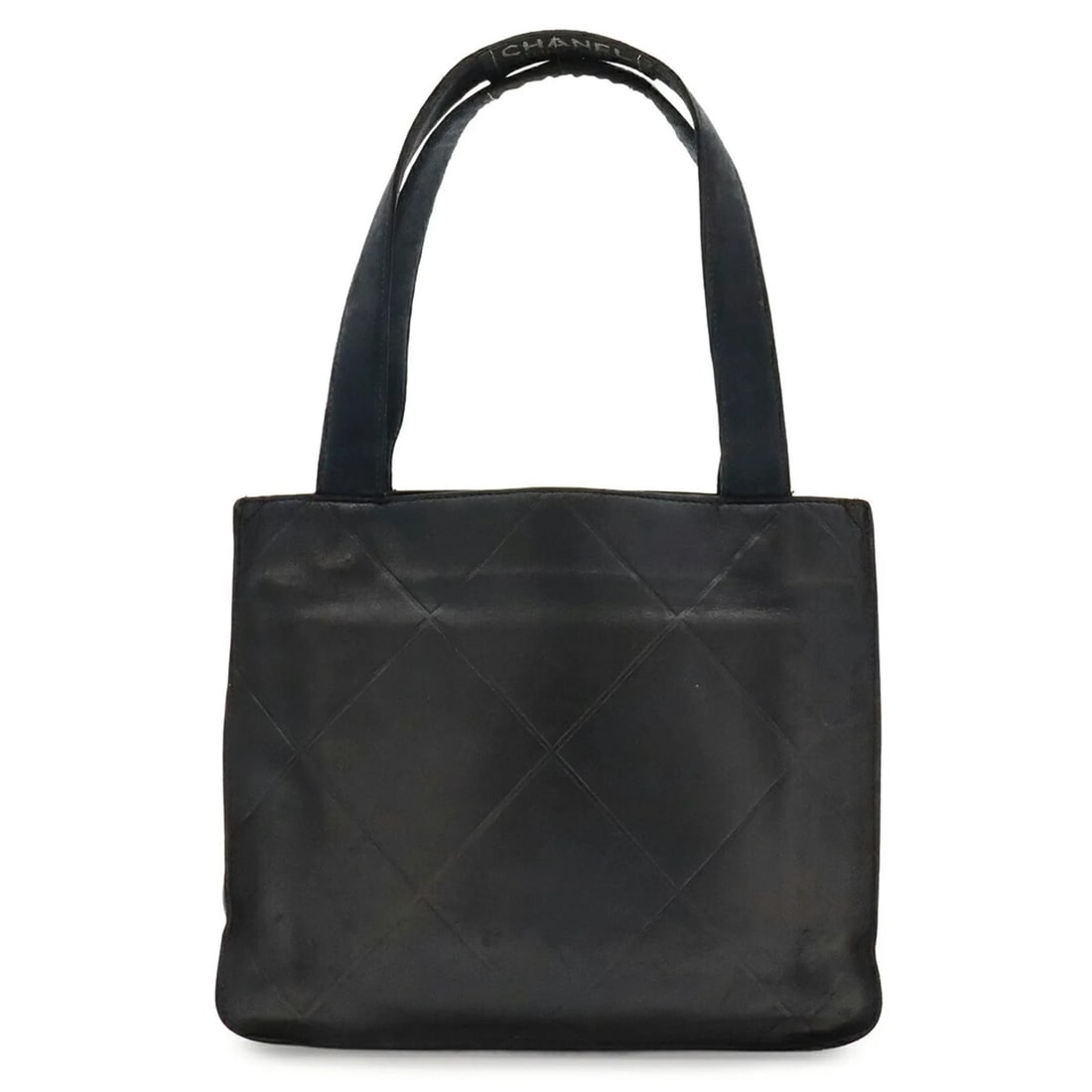 CHANEL HANDBAG/TOTE BAG, CHECKERED PATTERN: CHANEL handbag/tote bag, checkered pattern Brand: Chanel Type/Style: Handbag, Tote bag Material: Leather Color: Black Size: (HxWxD) 19.5cm x 22cm x 7.5cm / 7.67inch x 8.66inch x 2.95inch Accessori