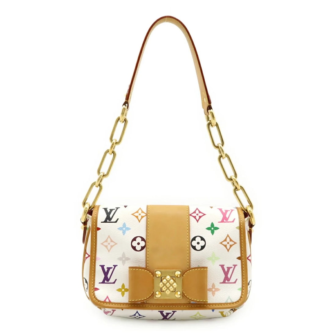 LOUIS VUITTON MONOGRAM MULTICOLORE PATTY SHOULDER BAG: LOUIS VUITTON Monogram Multicolore Patty Shoulder Bag Brand: Louis Vuitton Type/Style: Shoulder bag Material: Monogram Multicolore Color: Blanc Size: (HxWxD) 18cm x 24cm x 7cm / 7.08inch x 9.44inch x 