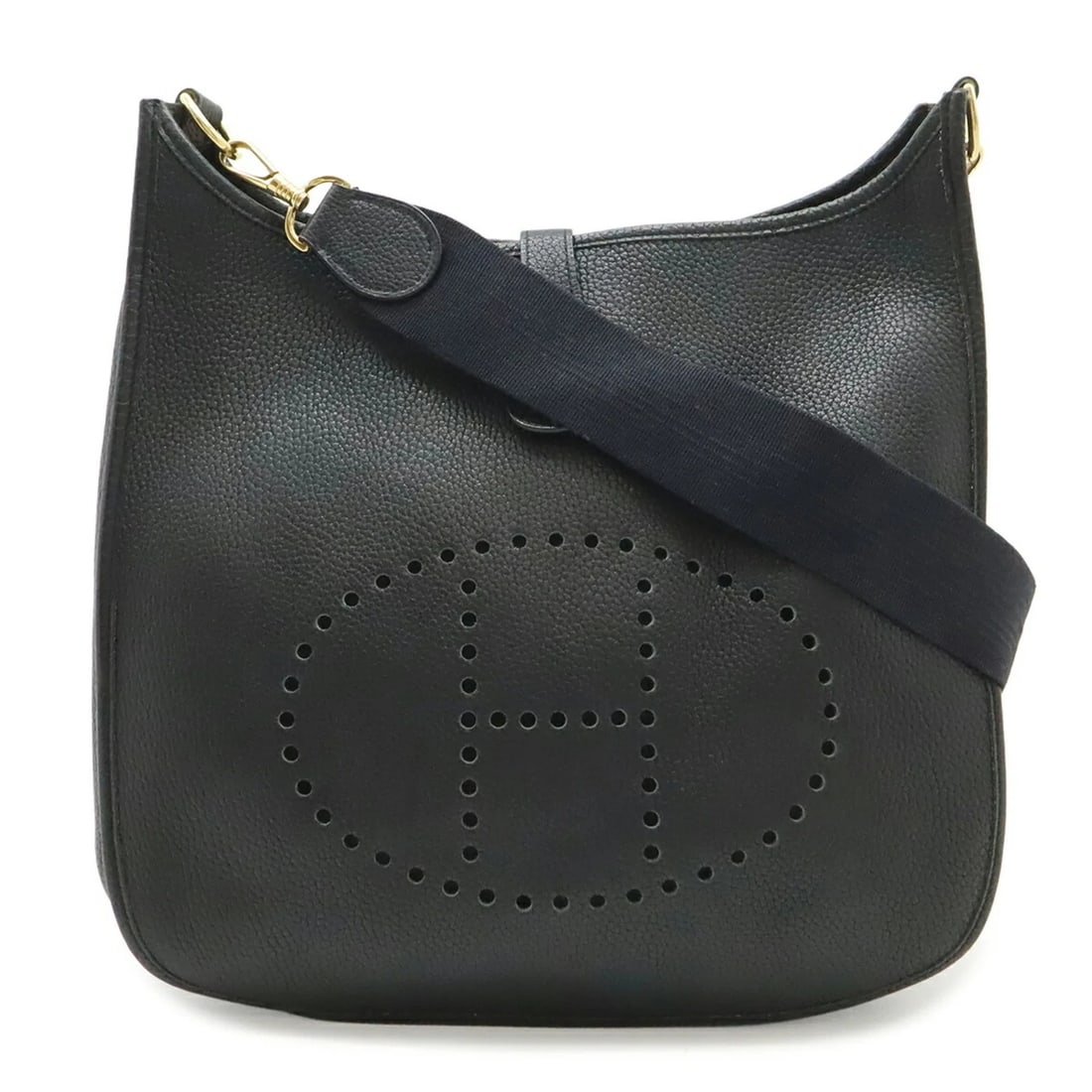 HERMES EVELYNE I GM SHOULDER BAG, TOGO LEATHER: HERMES Evelyne I GM Shoulder Bag, Togo Leather Brand: Hermes Type/Style: Shoulder bag Material: Togo leather Color: Black Size: (HxWxD) 31cm x 32.5cm x 8cm / 12.2inch x 12.79inch x 3.14inch Access