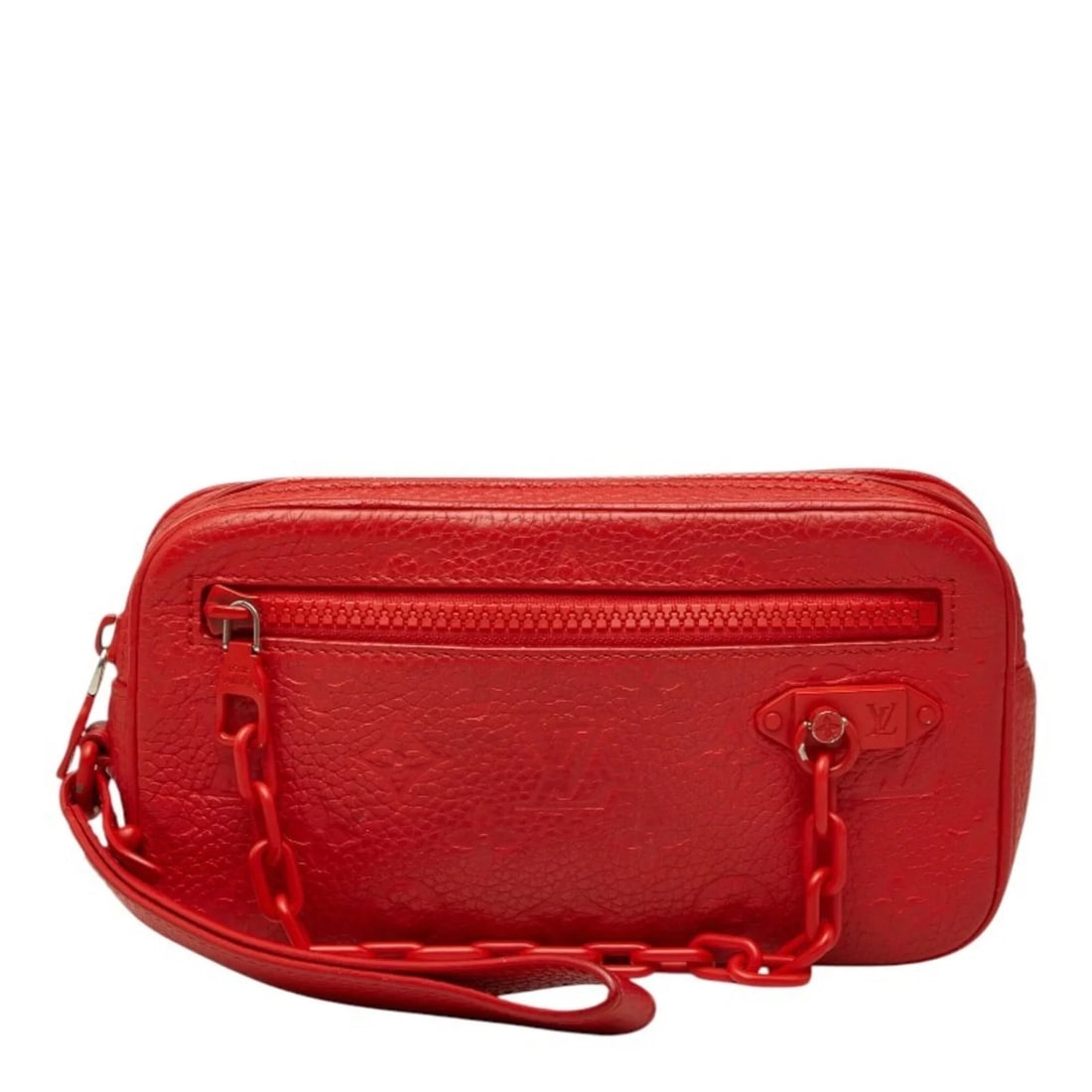 LOUIS VUITTON TAURILLON MONOGRAM POCHETTE VOLGA CLUTCH BAG: Louis Vuitton Taurillon Monogram Pochette Volga Clutch Bag Brand: Louis Vuitton Type/Style: Clutch bag, Pochette Material: Leather Color: Red Size: (HxWxD) 11.5cm x 21cm x 4cm / 4.52inch x 8.26inch x