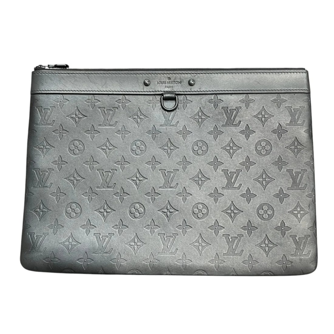 LOUIS VUITTON POCHETTE DISCOVERY CLUTCH BAG: Louis Vuitton Pochette Discovery Clutch Bag Brand: Louis Vuitton Type/Style: Clutch bag, Pochette Material: Leather Color: Black Size: (HxWxD) 25.5cm x 36cm x 5.00mm / 10.03inch x 14.17inch x 0.19inch