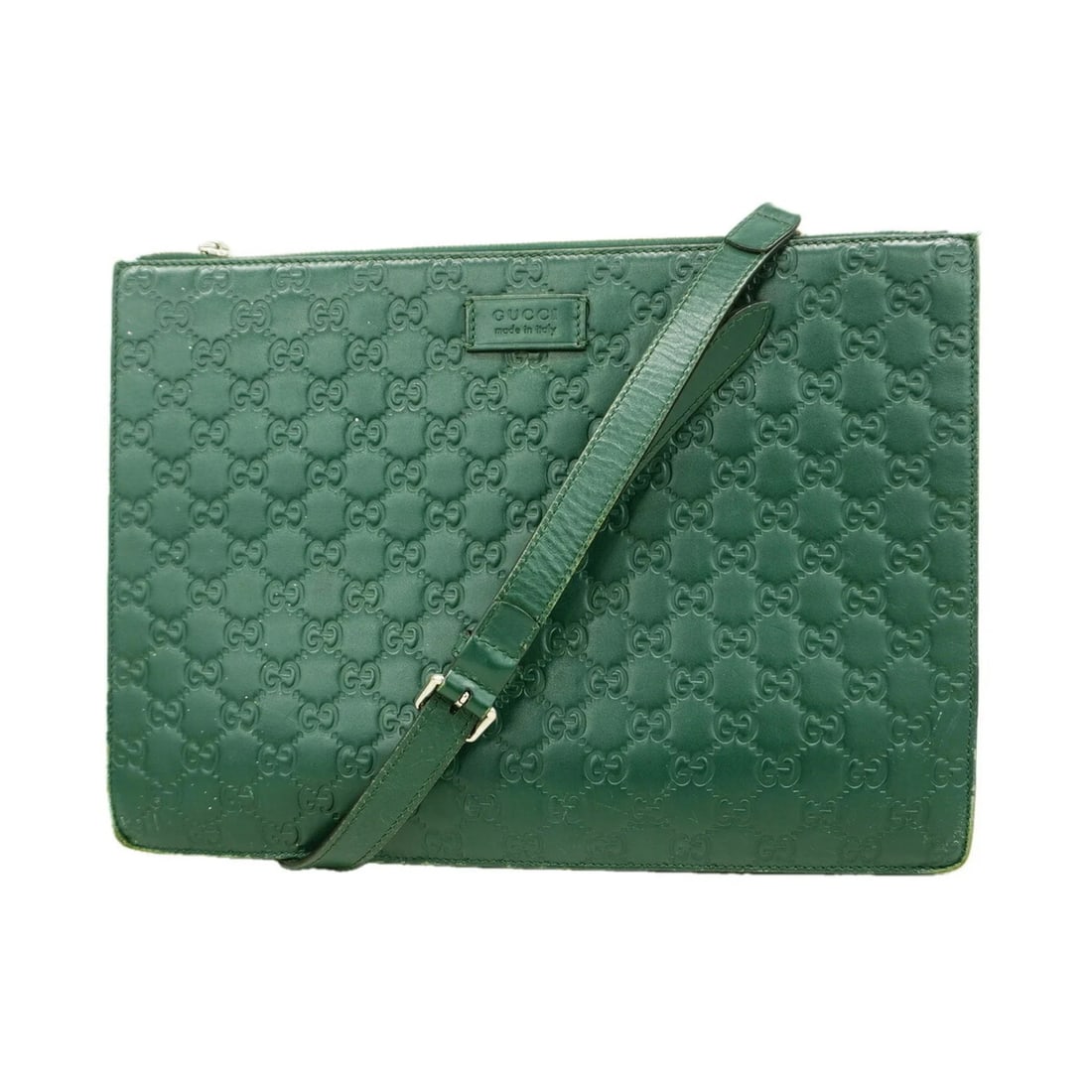 GUCCI SHOULDER BAG, GUCCISSIMA , LEATHER, GREEN: Gucci Shoulder Bag, Guccissima , Leather, Green Brand: Gucci Type/Style: Shoulder bag Material: Leather Color: Green Size: (HxWxD) 25cm x 35cm x 3cm / 9.84inch x 13.77inch x 1.18inch Accessories: