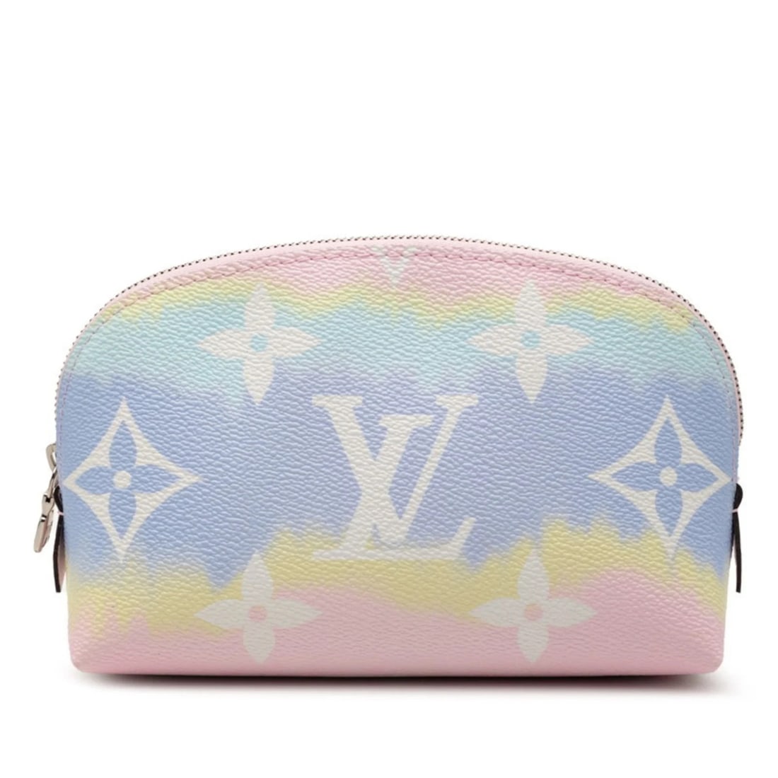LOUIS VUITTON GIANT MONOGRAM ESCAL POCHETTE COSMETIC POUCH: Louis Vuitton Giant Monogram Escal Pochette Cosmetic Pouch Brand: Louis Vuitton Type/Style: Pouch Material: PVC , Leather Color: Multi-color Size: (HxWxD) 12cm x 17cm x 6cm / 4.72inch x 6.69inch x 2.3
