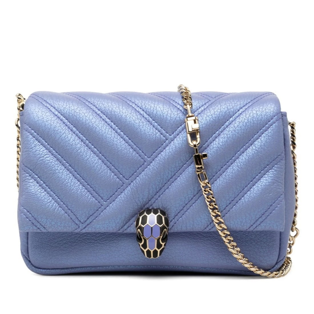BULGARI SERPENTI CABOCHON CROSSBODY CHAIN SHOULDER BAG: Bulgari Serpenti Cabochon Crossbody Chain Shoulder Bag Brand: Bvlgari Type/Style: Shoulder bag Material: Leather Color: Purple Size: (HxWxD) 12.5cm x 17cm x 5.5cm / 4.92inch x 6.69inch x 2.16inch
