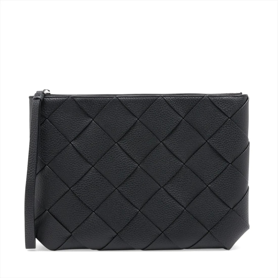 BOTTEGA VENETA MAXI INTRECCIATO DIAGONO LEATHER CLUTCH BAG: Bottega Veneta Maxi Intrecciato Diagono Leather Clutch bag Brand: Bottega Veneta Type/Style: Clutch Material: Leather Color: Black Size: Height:9.3inchLength:10.8inch Accessories: None Acc