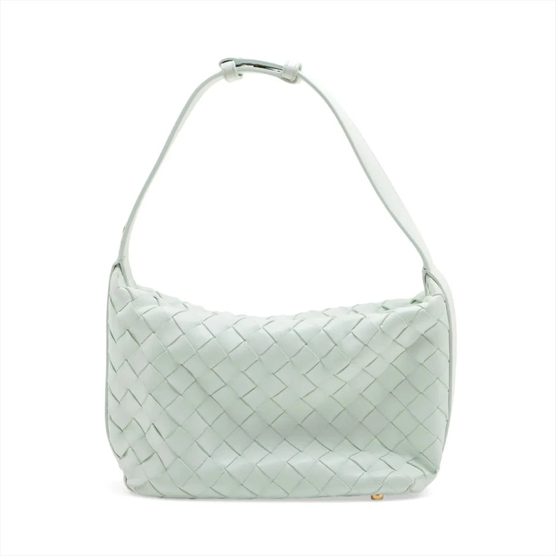 BOTTEGA VENETA INTRECCIATO MINI WALLACE LEATHER HAND BAG: Bottega Veneta Intrecciato Mini Wallace Leather Hand bag Brand: Bottega Veneta Type/Style: Top Handle Bag Material: Leather Color: Green Size: Height:6.7inchLength:7.9inchDepth:3.7inch Accessories
