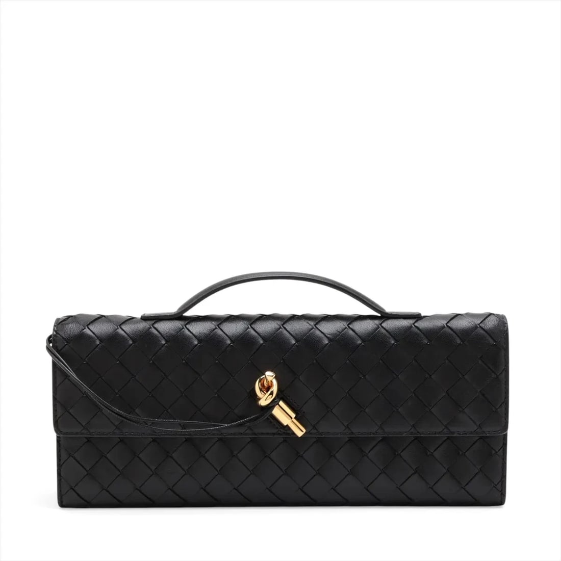 BOTTEGA VENETA INTRECCIATO ANDY AMO CLUTCH LEATHER CLUTCH BAG: Bottega Veneta Intrecciato Andy Amo Clutch Leather Clutch bag Brand: Bottega Veneta Type/Style: Clutch Material: Leather Color: Black Size: Height:5.3inchLength:12.2inch Accessories: None