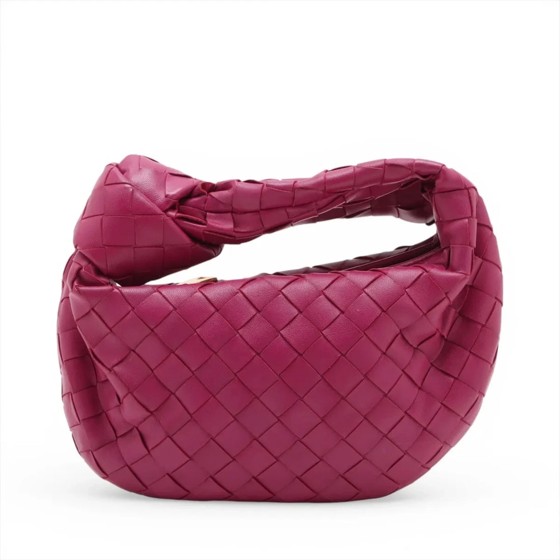 BOTTEGA VENETA INTRECCIATO MINI JODI LEATHER HAND BAG: Bottega Veneta Intrecciato Mini Jodi Leather Hand bag Brand: Bottega Veneta Type/Style: Top Handle Bag Material: Leather Color: Purple Size: Height:6.3inchLength:9.1inchDepth:2.2inch Accessories:
