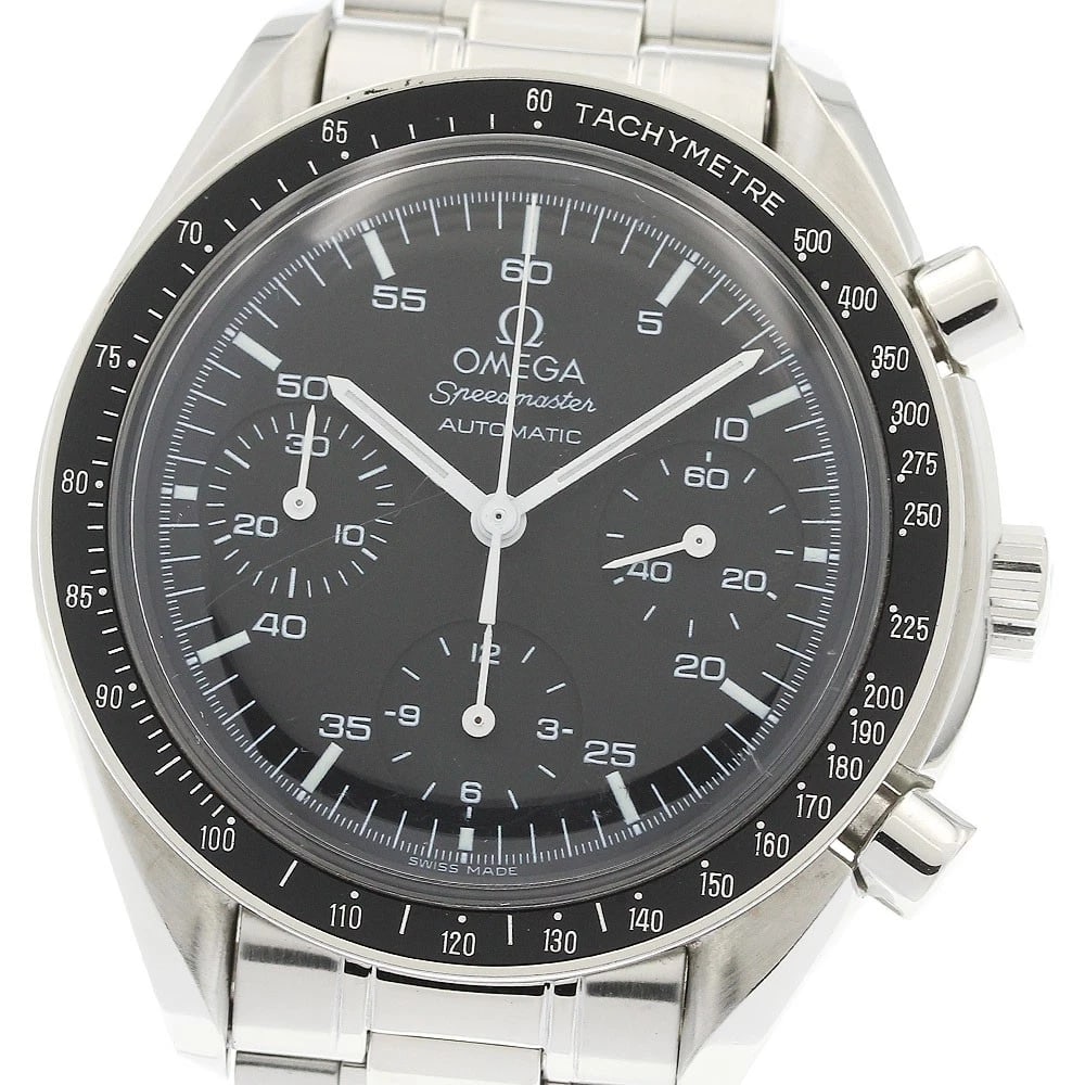 OMEGA SPEEDMASTER CHRONOGRAPH BLACK DIAL AUTOMATIC WATCH: OMEGA Speedmaster Chronograph black Dial Automatic Watch Brand: OMEGA Type/Style: Wristwatch Material: Band Material Stainless Steel, Case Material Stainless Steel Color: Band Color Silver, Case
