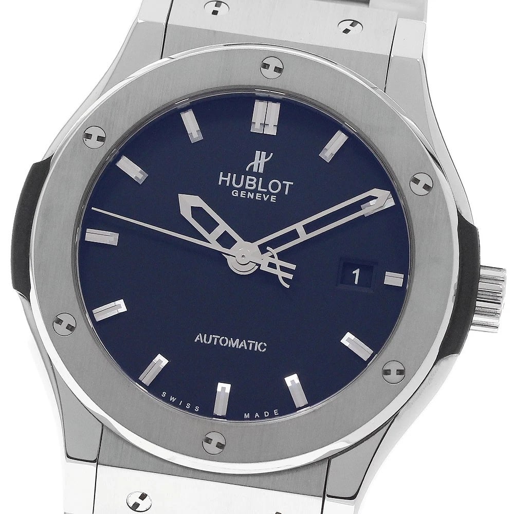 HUBLOT CLASSIC FUSION TITANIUM AUTOMATIC WATCH: HUBLOT Classic Fusion Titanium Automatic Watch Brand: HUBLOT Type/Style: Wristwatch Material: Band Material Titanium, Case Material Titanium Color: Band Color Silver, Case Color Silver, Dial Color