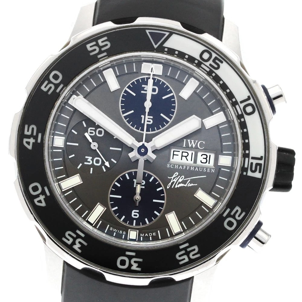 IWC SCHAFFHAUSEN AQUATIMER JACQUES-YVES COUSTEAU WATCH: IWC SCHAFFHAUSEN Aquatimer Jacques-Yves Cousteau Watch Brand: IWC SCHAFFHAUSEN Type/Style: Wristwatch Material: Band Material rubber, Case Material Stainless Steel Color: Band Color black, Case Color