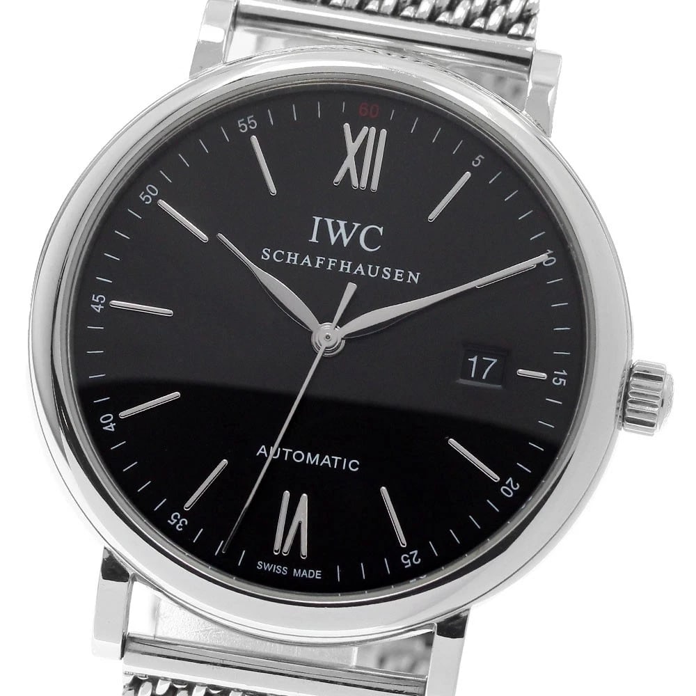 IWC SCHAFFHAUSEN PORTOFINO DATE BLACK DIAL AUTOMATIC WATCH: IWC SCHAFFHAUSEN Portofino Date black Dial Automatic Watch Brand: IWC SCHAFFHAUSEN Type/Style: Wristwatch Material: Band Material Stainless Steel, Case Material Stainless Steel Color: Band Color