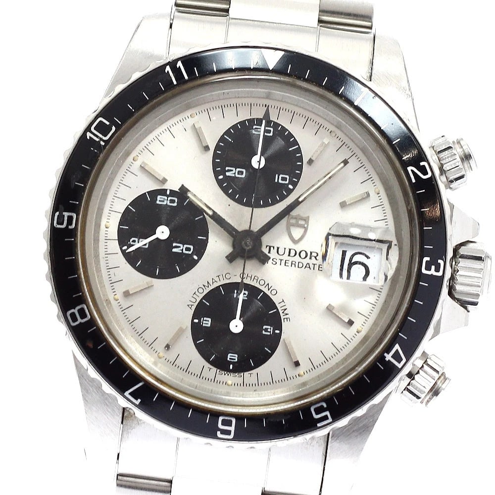 TUDOR OYSTER DATE CHRONOTIME SILVER / BLACK DIAL AUTOMATIC WATCH: TUDOR Oyster Date Chronotime Silver / Black Dial Automatic Watch Brand: TUDOR Type/Style: Wristwatch Material: Band Material Stainless Steel, Case Material Stainless Steel Color: Band Color Silver,