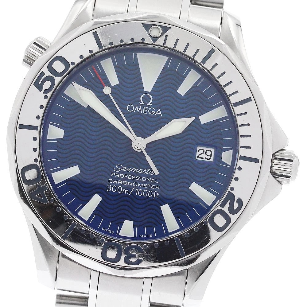 OMEGA SEAMASTER DATE BLUE DIAL AUTOMATIC WATCH: OMEGA Seamaster Date blue Dial Automatic Watch Brand: OMEGA Type/Style: Wristwatch Material: Band Material Stainless Steel, Case Material Stainless Steel Color: Band Color Silver, Case Color Silver, D