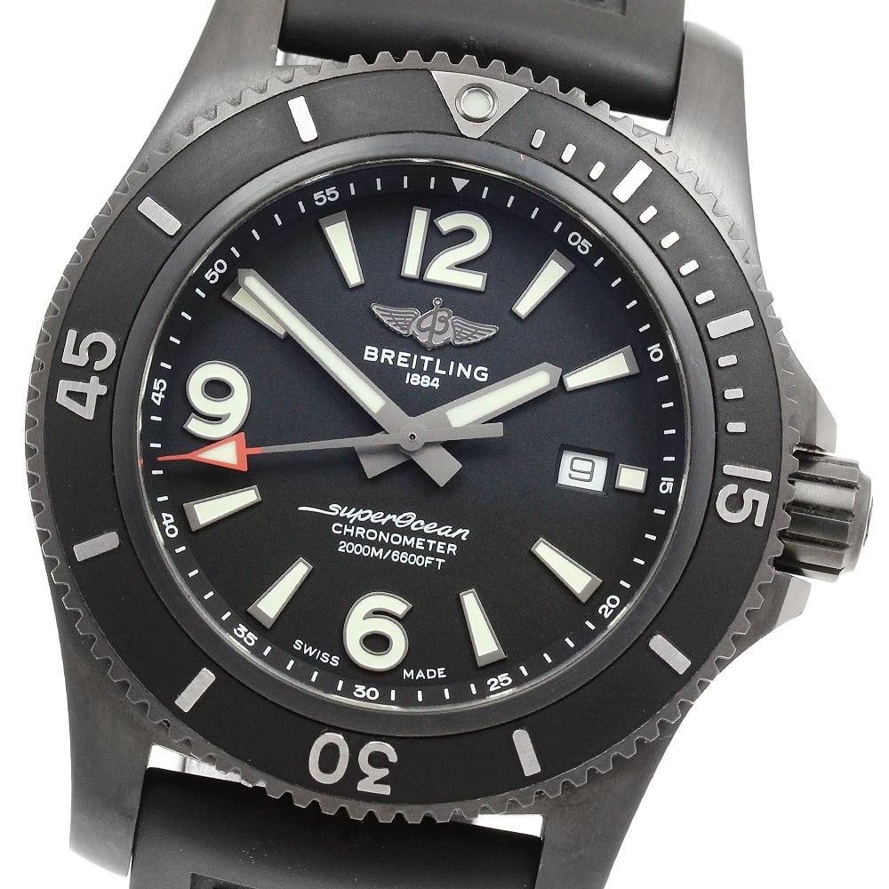 BREITLING SUPEROCEAN AUTOMATIC 46 DATE AUTOMATIC WATCH: BREITLING Superocean Automatic 46 Date Automatic Watch Brand: BREITLING Type/Style: Wristwatch Material: Band Material rubber, Case Material Stainless Steel Color: Band Color black, Case Color black,