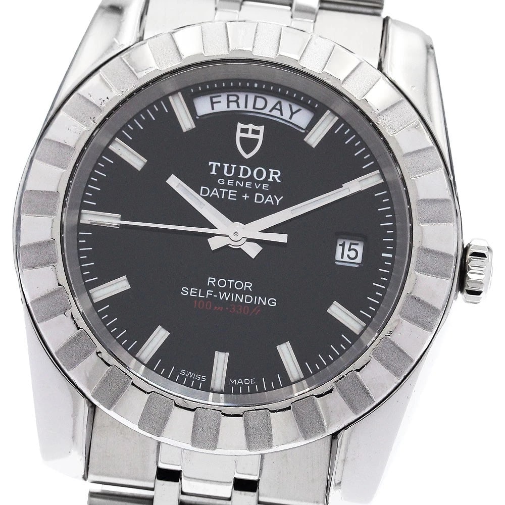 TUDOR CLASSIC DATE DAY BLACK DIAL AUTOMATIC WATCH: TUDOR Classic Date Day black Dial Automatic Watch Brand: TUDOR Type/Style: Wristwatch Material: Band Material Stainless Steel, Case Material Stainless Steel Color: Band Color Silver, Case Color Silver
