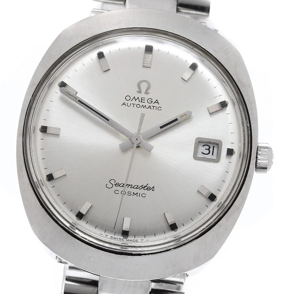 OMEGA SEAMASTER COSMIC DATE SILVER DIAL AUTOMATIC WATCH: OMEGA Seamaster Cosmic Date Silver Dial Automatic Watch Brand: OMEGA Type/Style: Wristwatch Material: Band Material Stainless Steel, Case Material Stainless Steel Color: Band Color Silver, Case Color