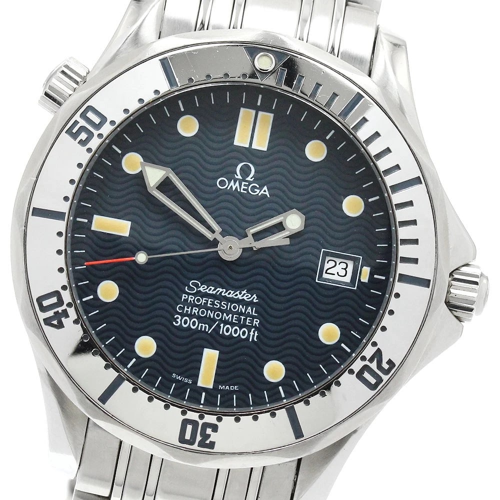 OMEGA SEAMASTER DATE NAVY DIAL AUTOMATIC WATCH: OMEGA Seamaster Date Navy Dial Automatic Watch Brand: OMEGA Type/Style: Wristwatch Material: Band Material Stainless Steel, Case Material Stainless Steel Color: Band Color Silver, Case Color Silver, D