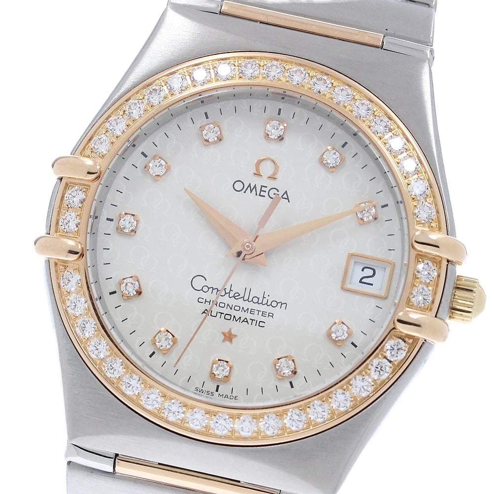 OMEGA CONSTELLATION DIAMOND BEZEL AUTOMATIC WATCH: OMEGA Constellation Diamond bezel Automatic Watch Brand: OMEGA Type/Style: Wristwatch Material: Band Material Stainless Steel/18KPG, Case Material Stainless Steel/18KPG Color: Band Color Silver /
