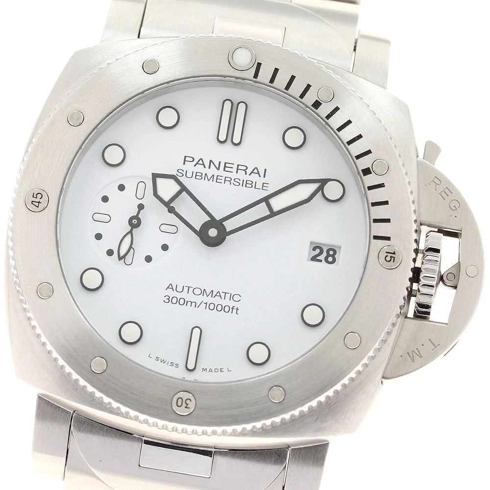 PANERAI LUMINOR SUBMERSIBLE DATE WHY DIAL AUTOMATIC WATCH: PANERAI Luminor Submersible Date why Dial Automatic Watch Brand: PANERAI Type/Style: Wristwatch Material: Band Material Stainless Steel, Case Material Stainless Steel Color: Band Color Silver, Case