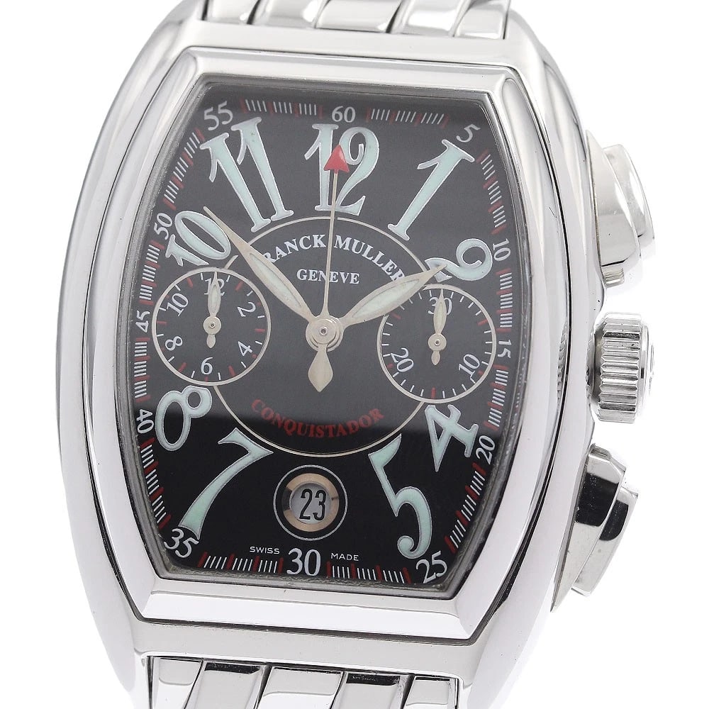 FRANCK MULLER CONQUISTADOR CHRONOGRAPH AUTOMATIC WATCH: FRANCK MULLER Conquistador Chronograph Automatic Watch Brand: FRANCK MULLER Type/Style: Wristwatch Material: Band Material Stainless Steel, Case Material Stainless Steel Color: Band Color Silver,