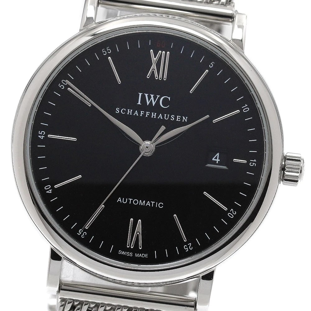 IWC SCHAFFHAUSEN PORTOFINO DATE BLACK DIAL AUTOMATIC WATCH: IWC SCHAFFHAUSEN Portofino Date black Dial Automatic Watch Brand: IWC SCHAFFHAUSEN Type/Style: Wristwatch Material: Band Material Stainless Steel, Case Material Stainless Steel Color: Band Color