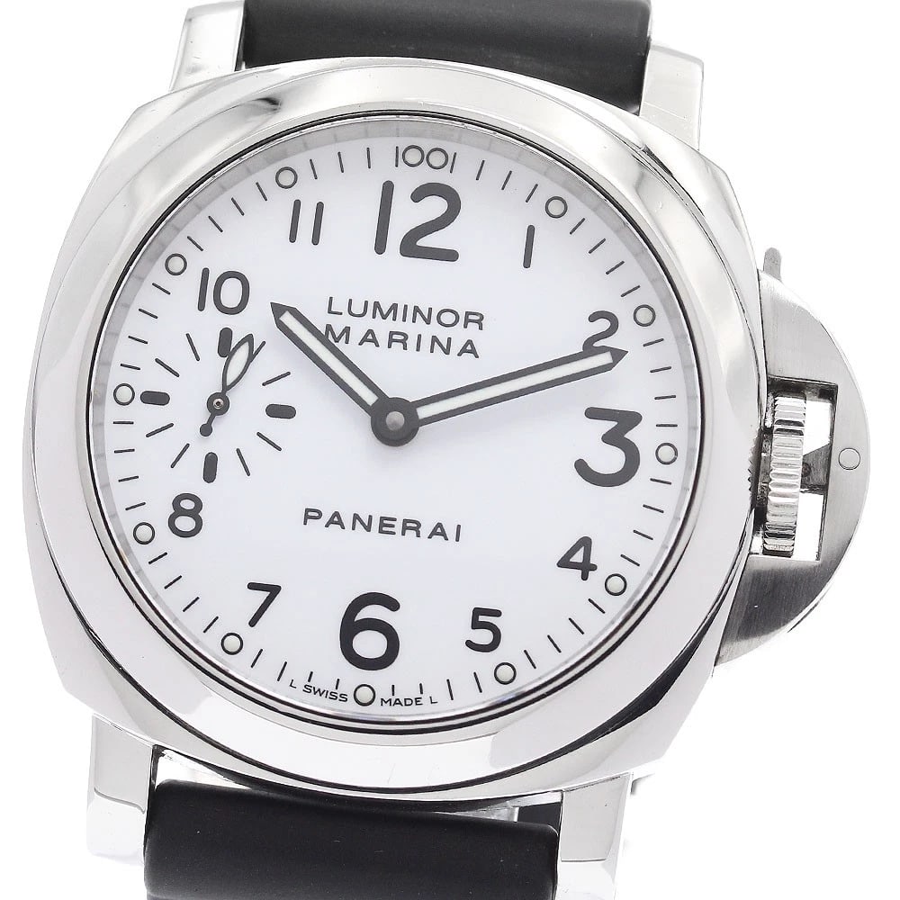 PANERAI LUMINOR MARINA SMALL SECONDS HAND WINDING WATCH: PANERAI Luminor Marina Small seconds Hand Winding Watch Brand: PANERAI Type/Style: Wristwatch Material: Band Material rubber, Case Material Stainless Steel Color: Band Color black, Case Color Silver,