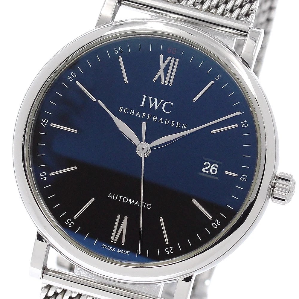 IWC SCHAFFHAUSEN PORTOFINO DATE BLACK DIAL AUTOMATIC WATCH: IWC SCHAFFHAUSEN Portofino Date black Dial Automatic Watch Brand: IWC SCHAFFHAUSEN Type/Style: Wristwatch Material: Band Material Stainless Steel, Case Material Stainless Steel Color: Band Color