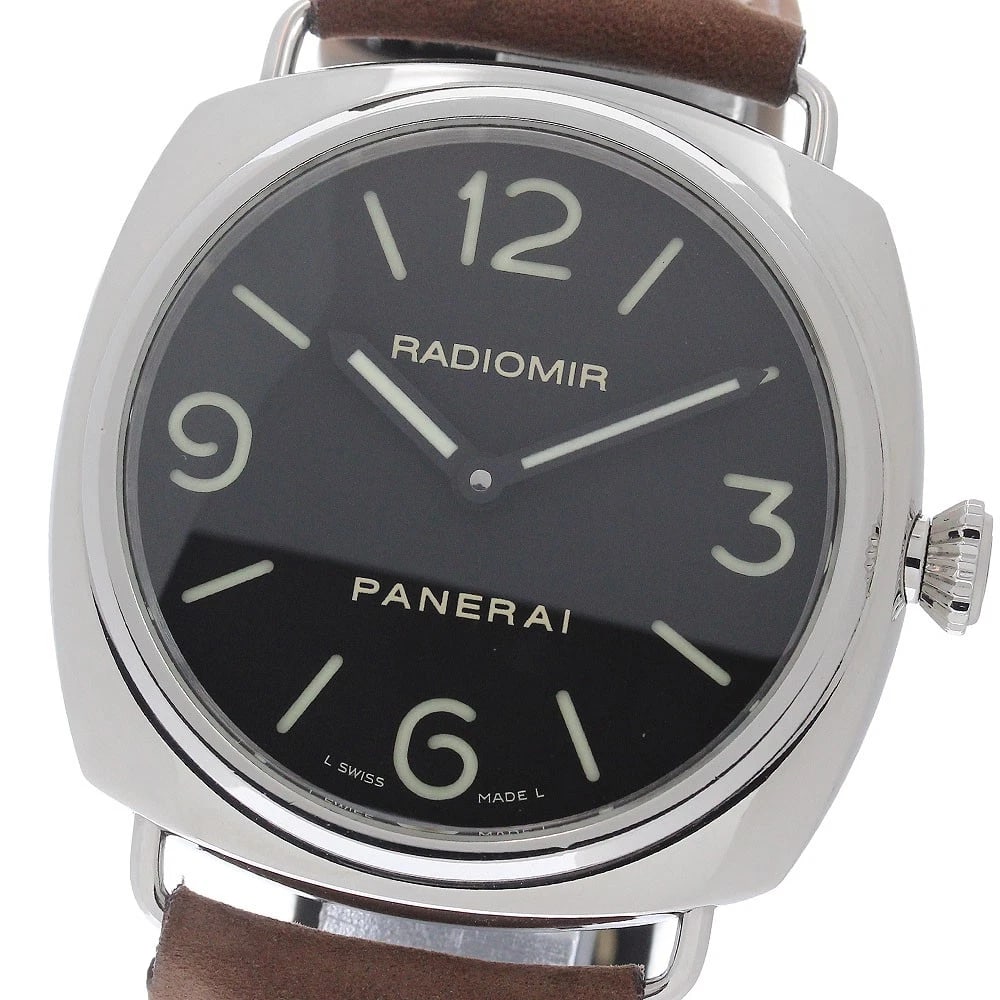 PANERAI RADIOMIR BASE BLACK DIAL HAND WINDING WATCH: PANERAI Radiomir base black Dial Hand Winding Watch Brand: PANERAI Type/Style: Wristwatch Material: Band Material leather, Case Material Stainless Steel Color: Band Color Brown, Case Color Silver,