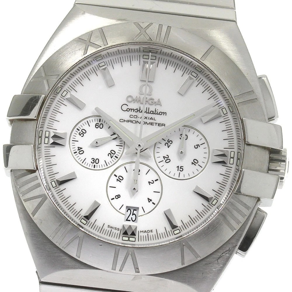 OMEGA CONSTELLATION DOUBLE CHRONOGRAPH AUTOMATIC WATCH: OMEGA Constellation Double Chronograph Automatic Watch Brand: OMEGA Type/Style: Wristwatch Material: Band Material Stainless Steel, Case Material Stainless Steel Color: Band Color Silver, Case Color