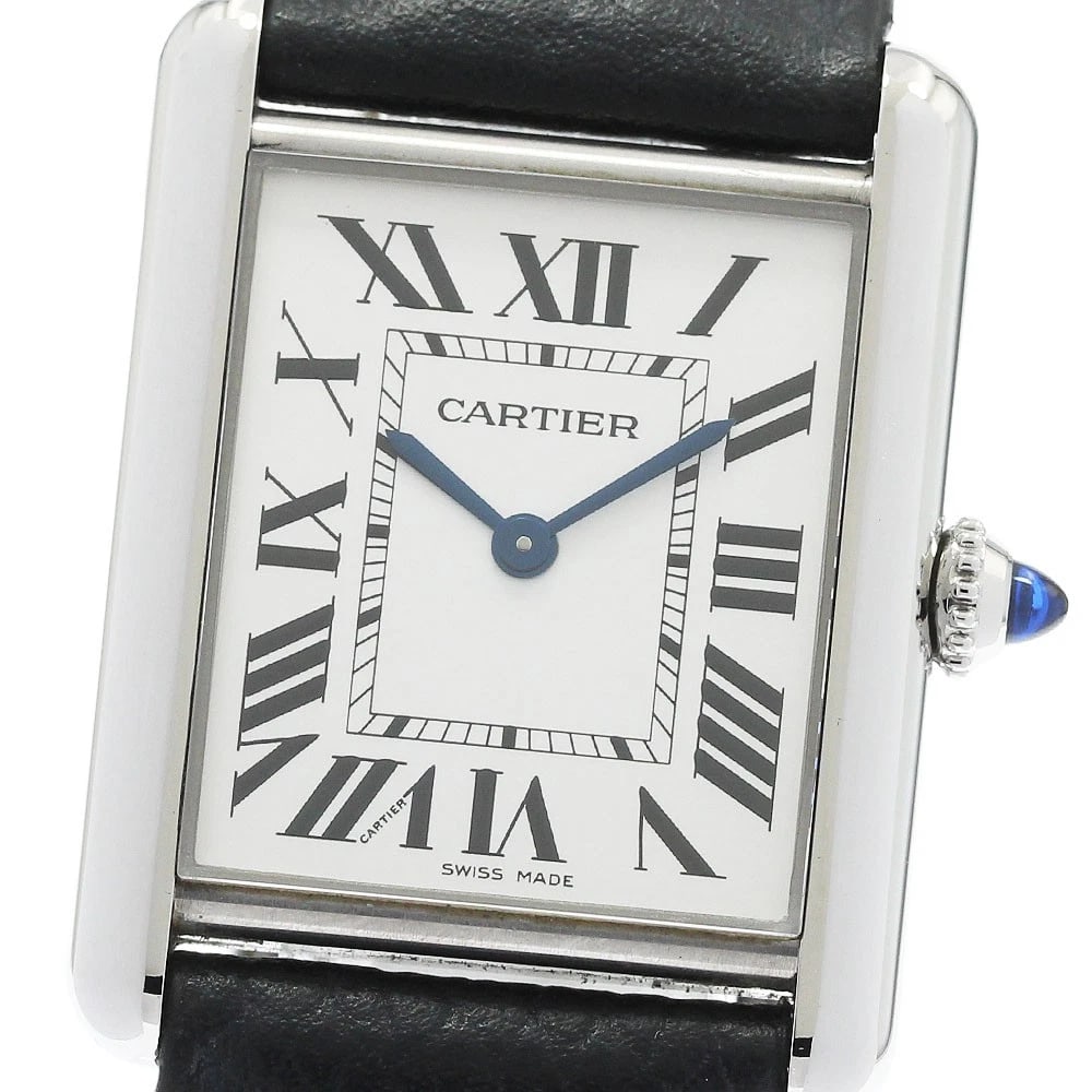 CARTIER TANK MAST LM SILVER DIAL QUARTZ WATCH: CARTIER tank mast LM Silver Dial Quartz Watch Brand: CARTIER Type/Style: Wristwatch Material: Band Material leather, Case Material Stainless Steel Color: Band Color black, Case Color Silver, Dial