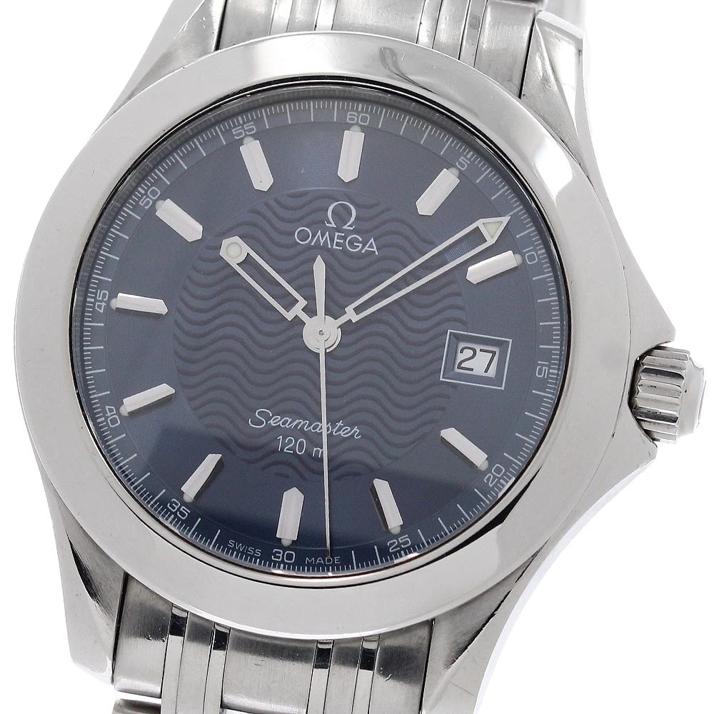 OMEGA SEAMASTER DATE NAVY DIAL QUARTZ WATCH: OMEGA Seamaster Date Navy Dial Quartz Watch Brand: OMEGA Type/Style: Wristwatch Material: Band Material Stainless Steel, Case Material Stainless Steel Color: Band Color Silver, Case Color Silver,