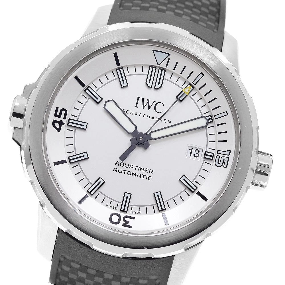 IWC SCHAFFHAUSEN AQUA TIMER DATE AUTOMATIC WATCH: IWC SCHAFFHAUSEN Aqua timer Date Automatic Watch Brand: IWC SCHAFFHAUSEN Type/Style: Wristwatch Material: Band Material rubber, Case Material Stainless Steel Color: Band Color black, Case Color