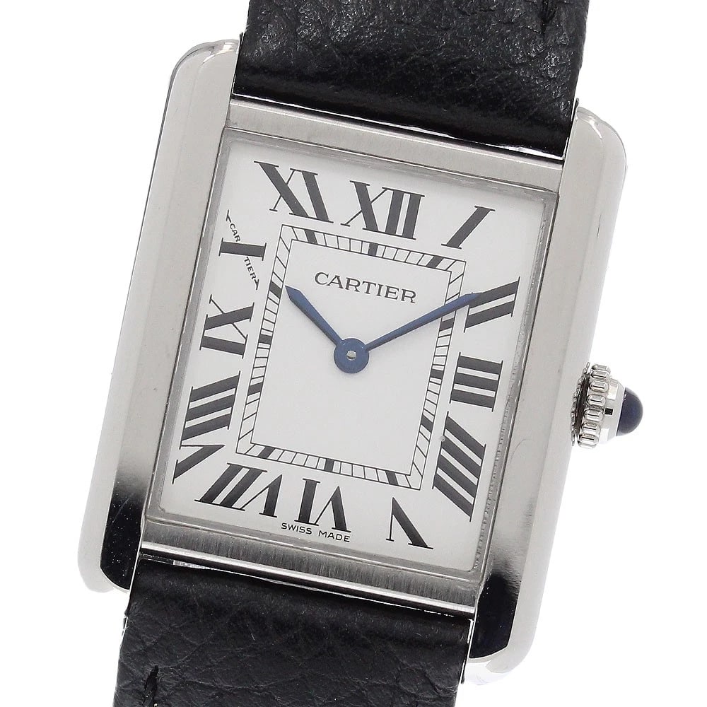 CARTIER TANK SOLO SM SILVER DIAL QUARTZ WATCH: CARTIER Tank solo SM Silver Dial Quartz Watch Brand: CARTIER Type/Style: Wristwatch Material: Band Material leather, Case Material Stainless Steel Color: Band Color black, Case Color Silver, Dial
