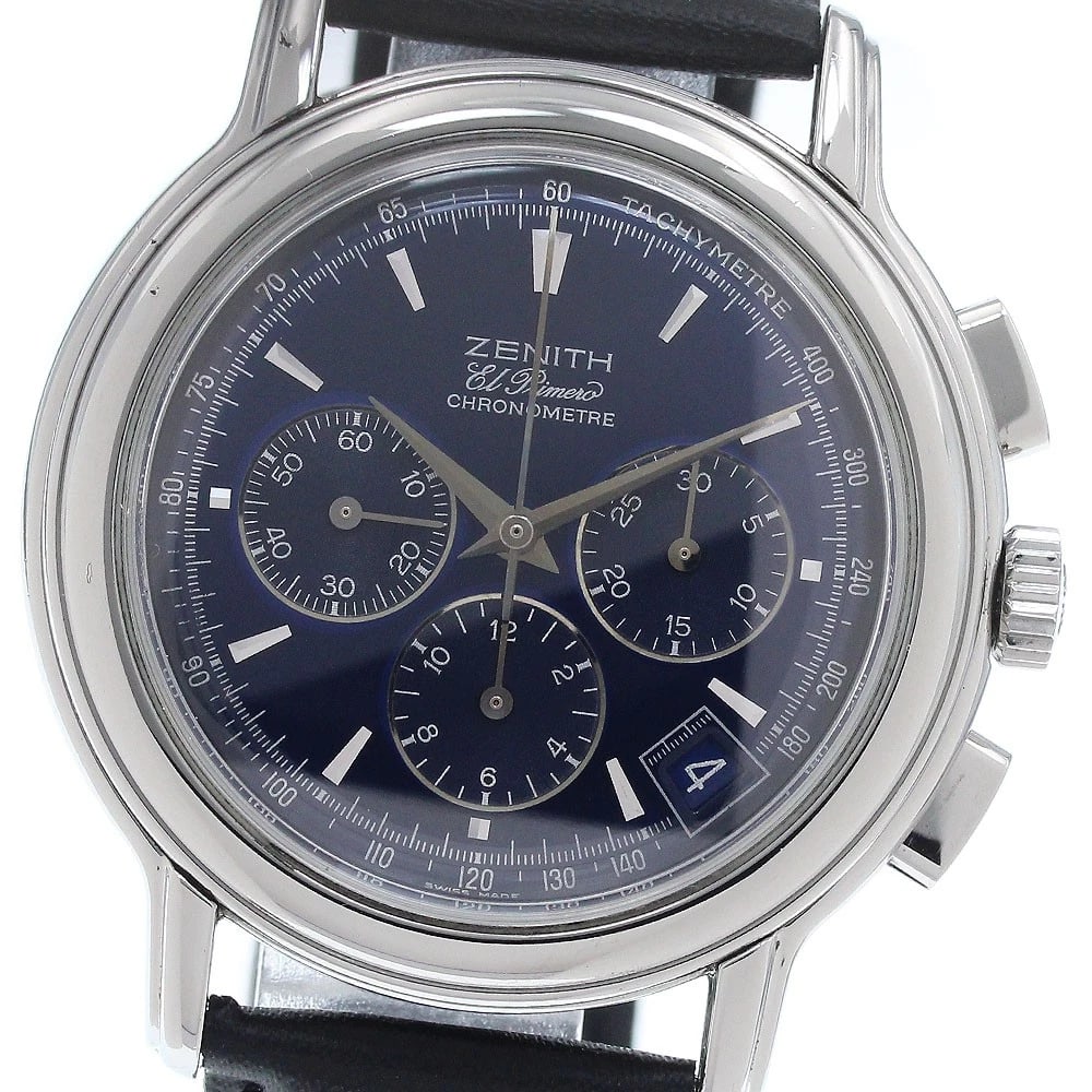 ZENITH EL PRIMERO CHRONOMASTER AUTOMATIC WATCH: ZENITH El Primero Chronomaster Automatic Watch Brand: ZENITH Type/Style: Wristwatch Material: Band Material leather, Case Material Stainless Steel Color: Band Color black, Case Color Silver, Dial
