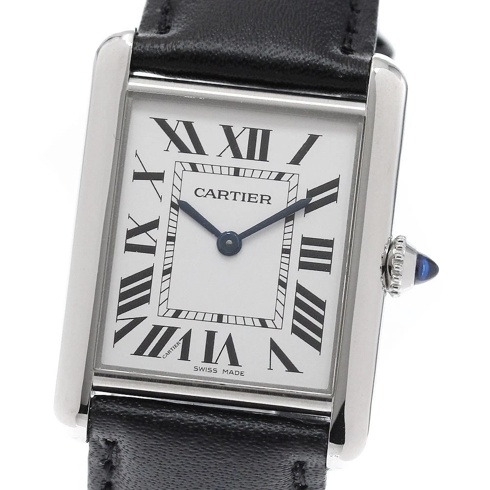 CARTIER TANK MAST LM SILVER DIAL QUARTZ WATCH: CARTIER tank mast LM Silver Dial Quartz Watch Brand: CARTIER Type/Style: Wristwatch Material: Band Material leather, Case Material Stainless Steel Color: Band Color black, Case Color Silver, Dial