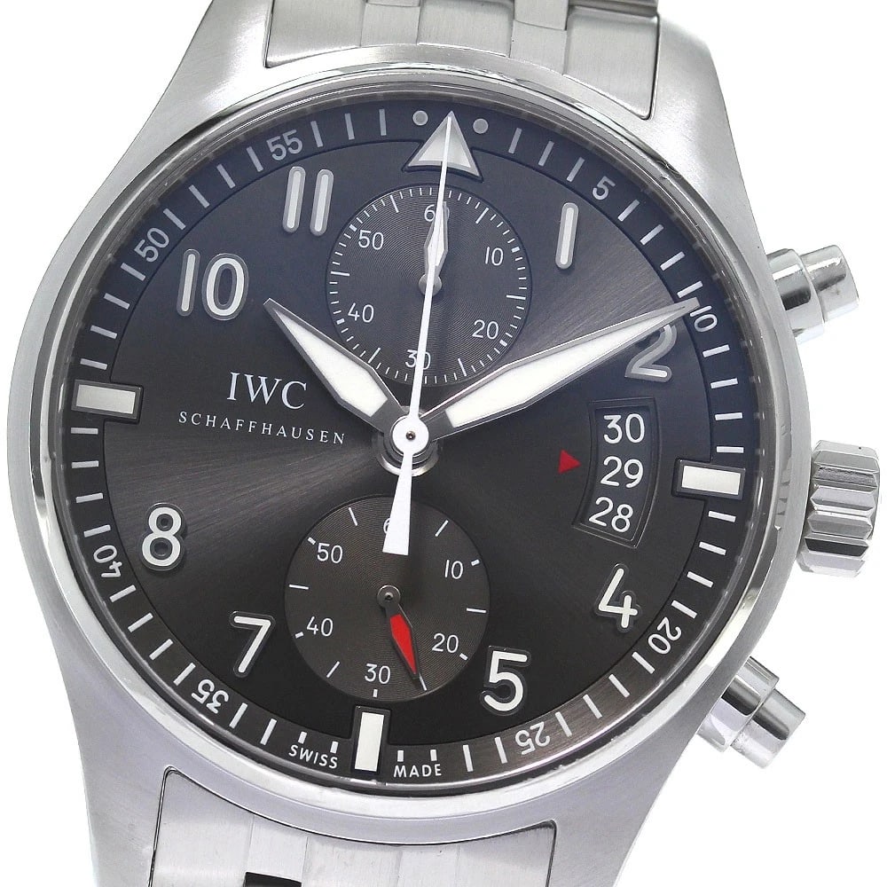 IWC SCHAFFHAUSEN PILOT WATCH SPITFIRE CHRONOGRAPH WATCH: IWC SCHAFFHAUSEN Pilot watch spitfire Chronograph Watch Brand: IWC SCHAFFHAUSEN Type/Style: Wristwatch Material: Band Material Stainless Steel, Case Material Stainless Steel Color: Band Color Silver, 