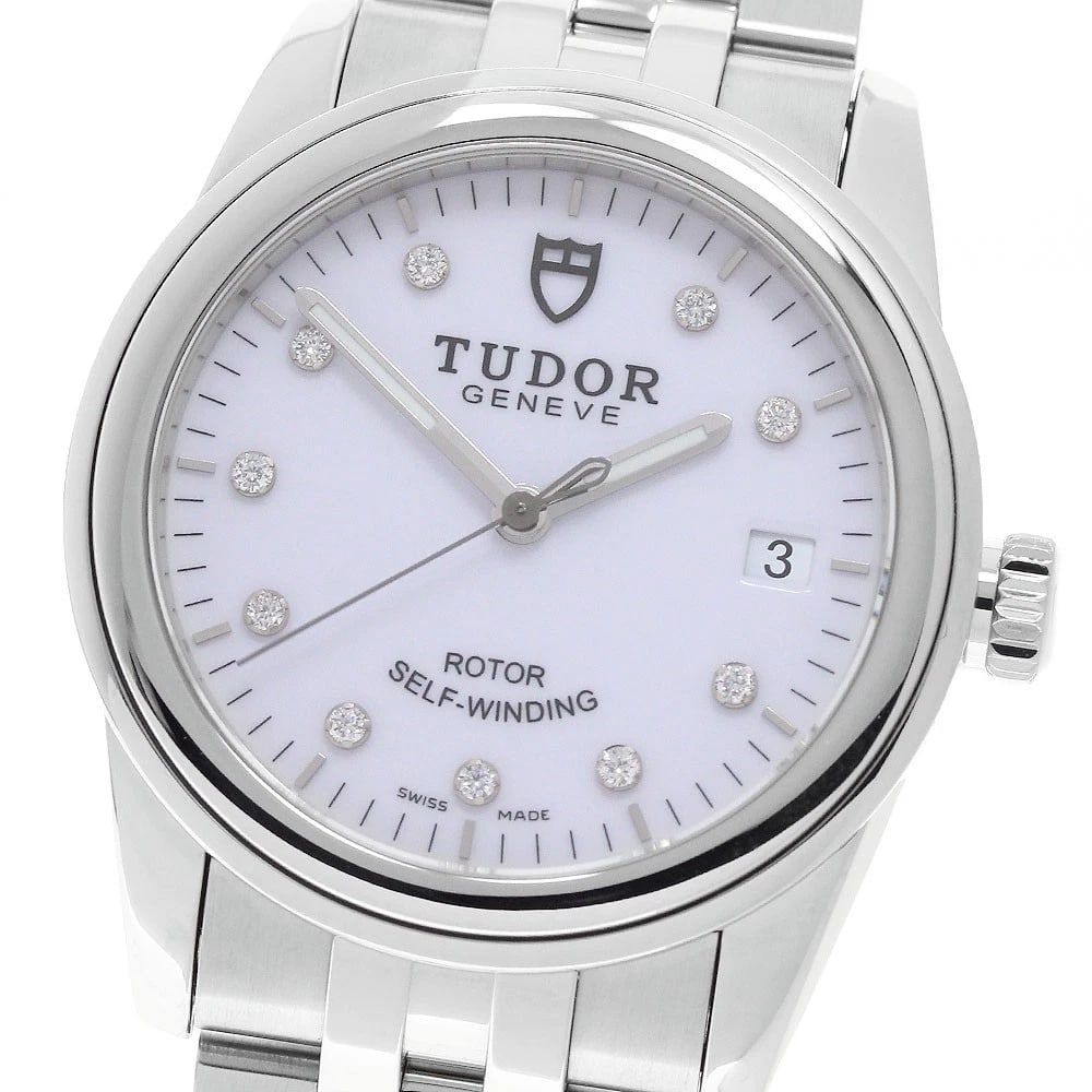 TUDOR GLAMOUR DATE DIAMOND WHITE DIAL AUTOMATIC WATCH: TUDOR Glamour Date diamond white Dial Automatic Watch Brand: TUDOR Type/Style: Wristwatch Material: Band Material Stainless Steel, Case Material Stainless Steel Color: Band Color Silver, Case Color Si