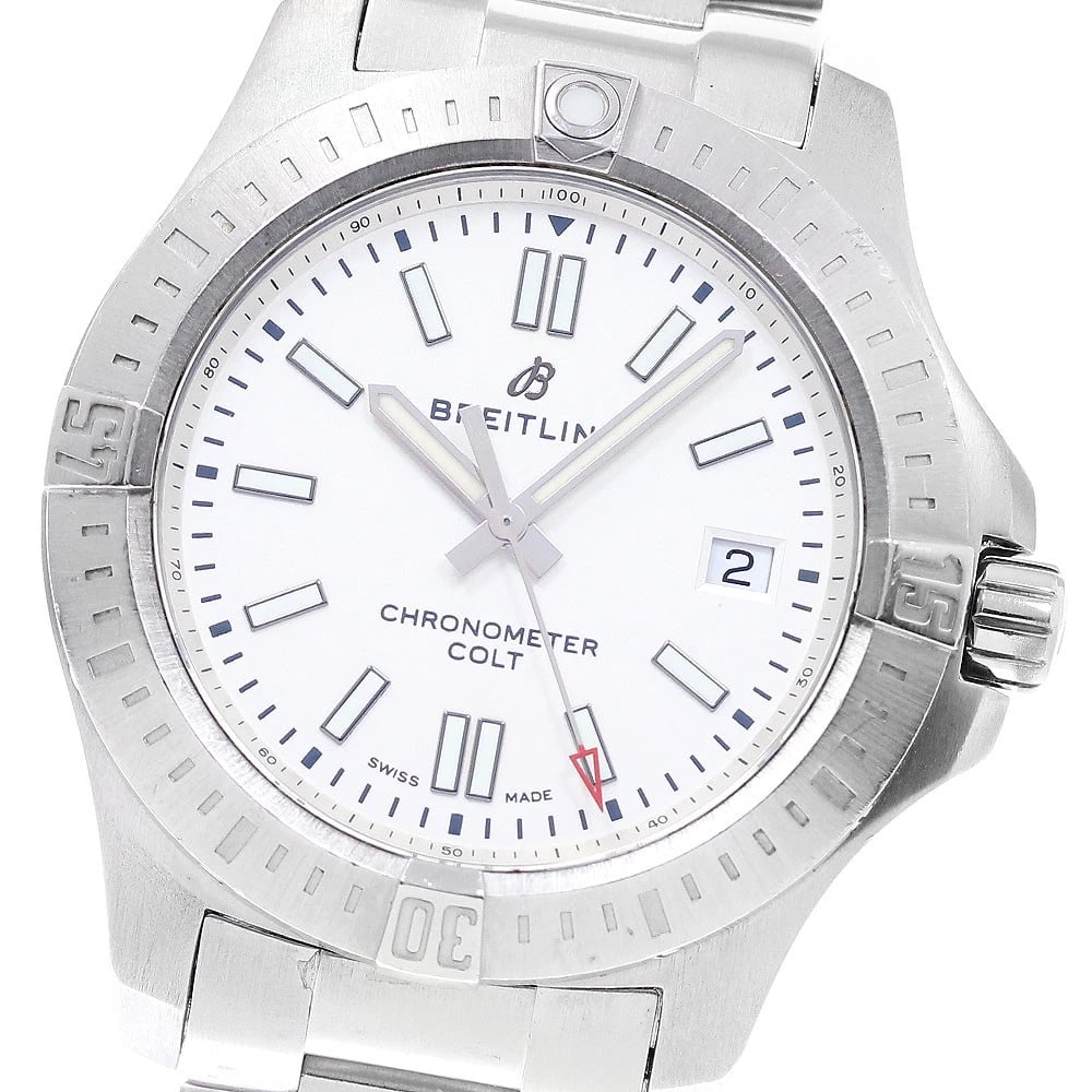 BREITLING COLT DATE CHRONOMETER WHITE DIAL AUTOMATIC WATCH: BREITLING Colt Date chronometer white Dial Automatic Watch Brand: BREITLING Type/Style: Wristwatch Material: Band Material Stainless Steel, Case Material Stainless Steel Color: Band Color Silver,
